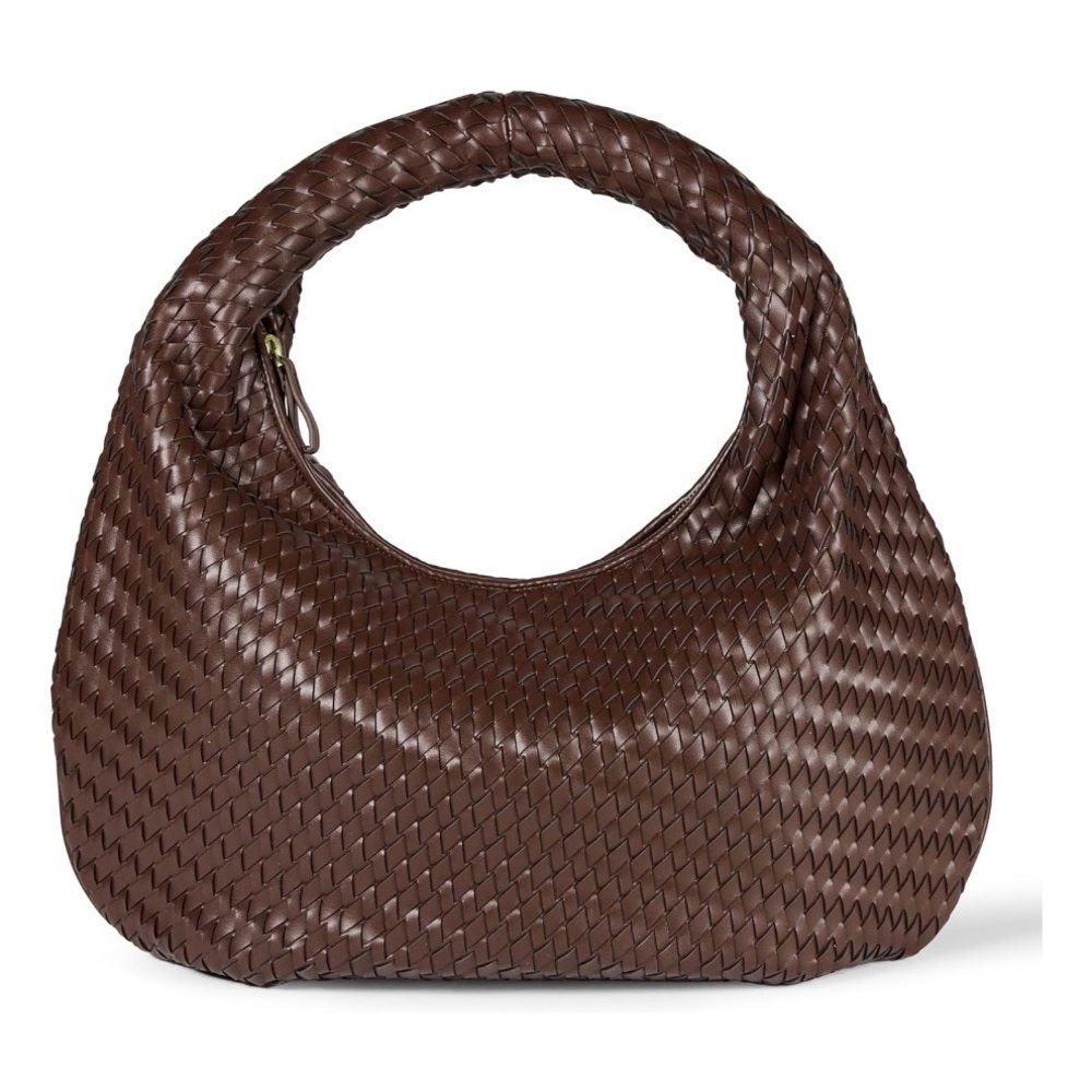 NWT Amazon Essentials Elegant Brown Woven Hobo Bag - Picture 2 of 6